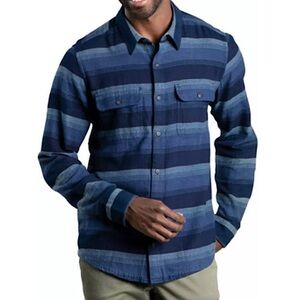 Toad & Co Mens Indigo Organic Cotton Flannel Shirt‎ XL Blue Slim Fit Outdoor